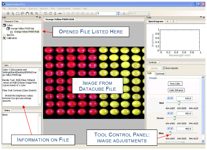 Spectronon screenshot with M&M datacube file